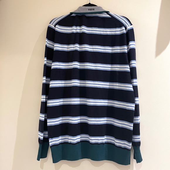 BROOKS BROTHERS 100% Merino Wool Half-zip Navy Stripes Sweater XL Classic Club - Picture 3 of 14